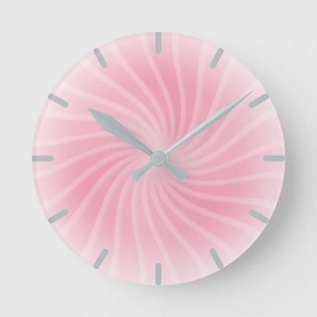 Pastellrosa Swirl Runde Wanduhr (Vorderseite)