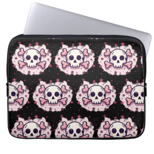 Pastellrosa Totenkopf und gekreuzte Knochen Laptopschutzhülle