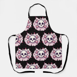 Pastellrosa Totenkopf und gekreuzte Knochen Schürze