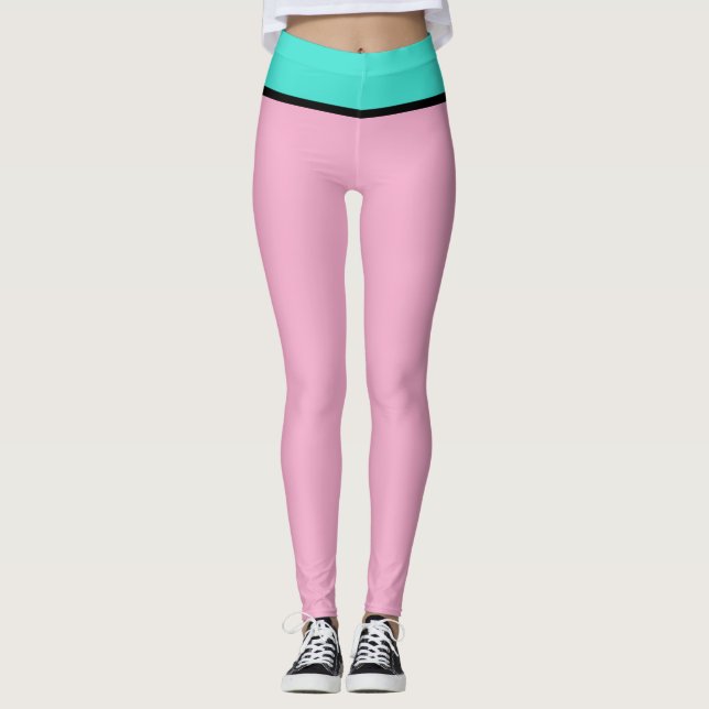 Pastellrosa Türkisblau Leggings (Vorderseite)