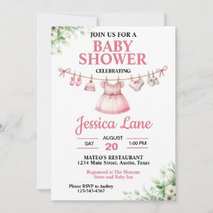 Pastellrosa-Tutu-Mädchen-Baby-Shower-Einladung Einladung