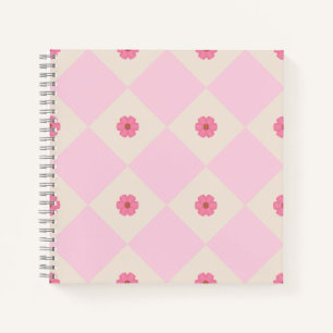Pastellrosa und beige florale geometrische Notizbu Notizbuch