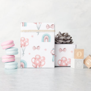 Pastellrosa und blaue Babyparty-Nahtloses Muster Geschenkpapier