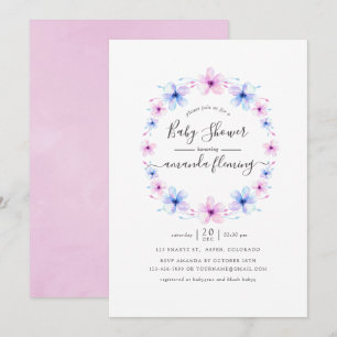 Pastellrosa und blaue florale Babyparty Einladung