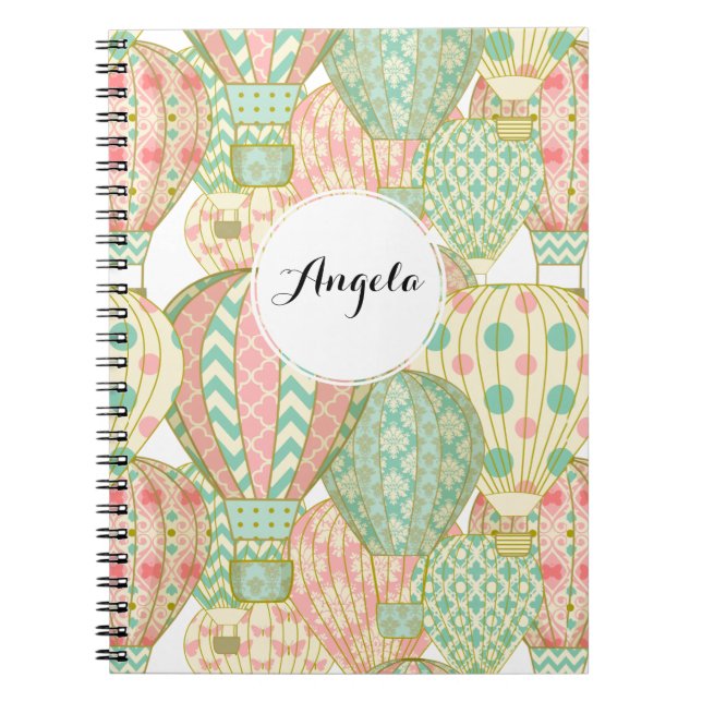 Pastellrosa und blaue Luftballons Notizblock (Vorderseite)