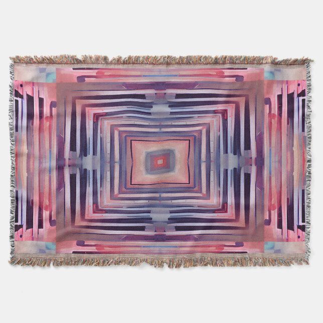 Pastellrosa und Blauer Kaleidoskop Decke (Vorderseite)