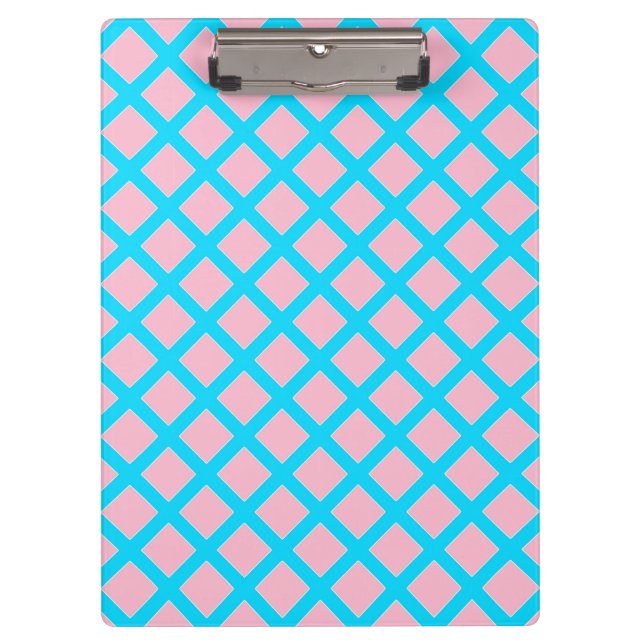 Pastellrosa und blaues Diamantmuster Klemmbrett (Vorderseite)