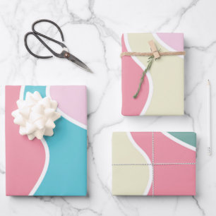 Pastellrosa und blaues Umhüllungspapier Geschenkpapier Set