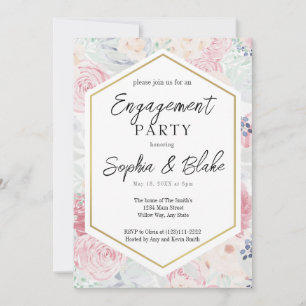 Pastellrosa und Blütenblüte: Engagement Einladung
