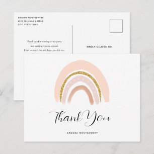 Pastellrosa und falscher Glitter Boho-Regenbogen D Postkarte