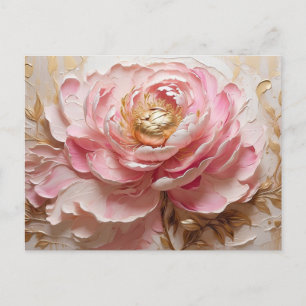 Pastellrosa und goldene Pfingstrose  Postkarte