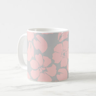 Pastellrosa und Grau floral Kaffeetasse