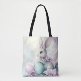 PASTELLROSA UND GRÜNE OSTEREIER UND HASE