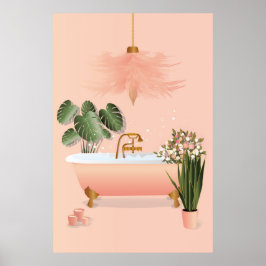 Pastellrosa und grünes Badezimmer | Blase Bad Poster