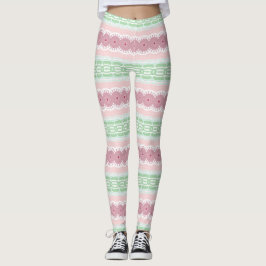 Pastellrosa und grünes Mandala Leggings