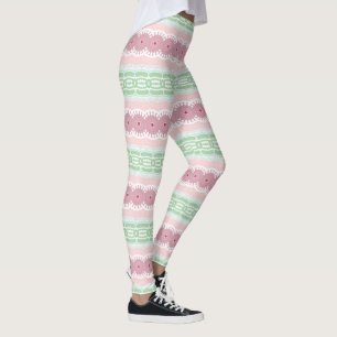 Pastellrosa und grünes Mandala Leggings