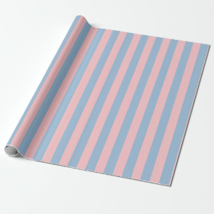 Pastellrosa und Hellblau vertikal gestreift Geschenkpapier