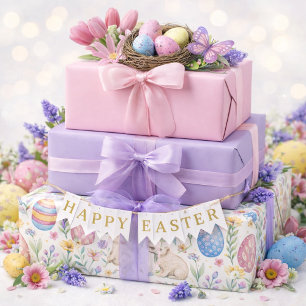 Pastellrosa und Lavendel Ostern Geschenkpapier Set