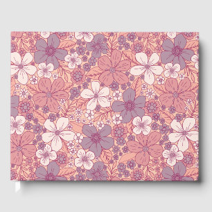 Pastellrosa und Lila Blüten Gästebuch