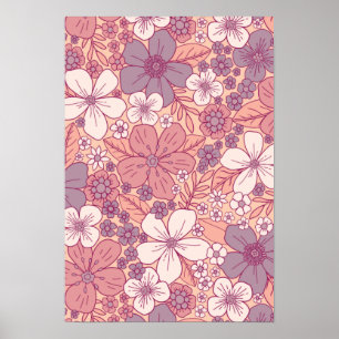Pastellrosa und Lila Blüten Poster