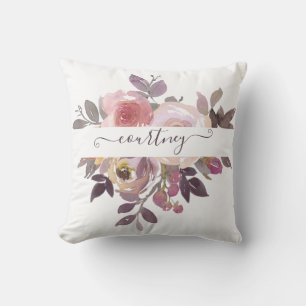 Pastellrosa und lila florale personalisierte kissen