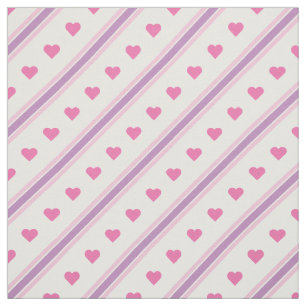 Pastellrosa und Lila Herzen und Streifen Stoff