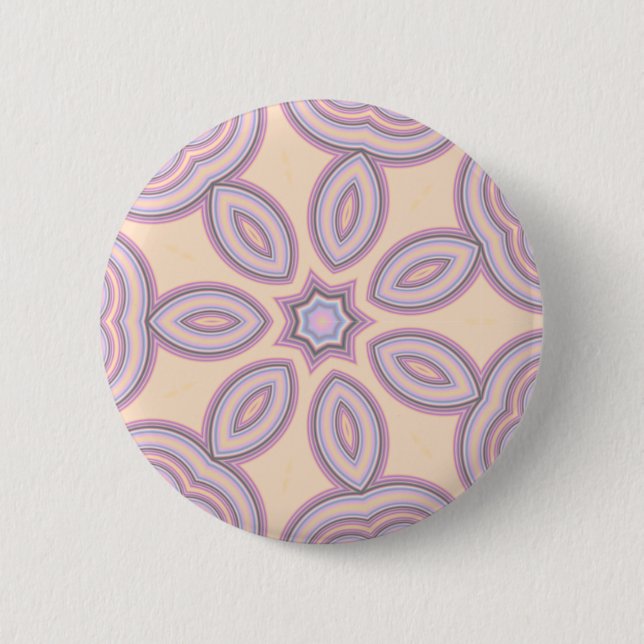 Pastellrosa und Lila Kaleidoskopmuster Button (Vorderseite)
