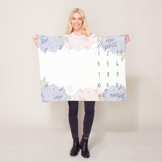 Pastellrosa und Lila Peonies Blumenknebel Fleecedecke (Beispiel)