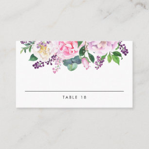 Pastellrosa und Lila Peonies Blumenzehen Platzkarte