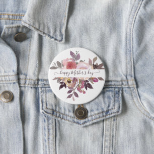 Pastellrosa und lila personalisierte Blumen  Button