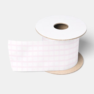Pastellrosa und Rose Quartz Rosa Gingham-Muster Satinband