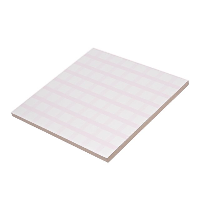 Pastellrosa und Rosé-Quarz-Rosa Gingham-Muster  Fliese (Seite)