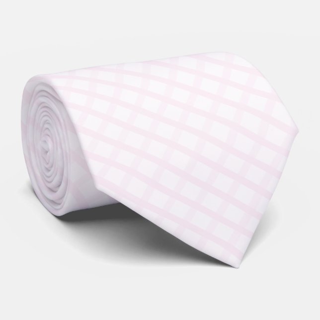 Pastellrosa und Rosenquarz-Rosa Gingham-Muster Krawatte (Gerollt)