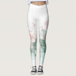 Pastellrosa und Salbeigrüne Spritzkunst Leggings