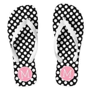 Pastellrosa und schwarze Polka-Punkte benutzerdefi Flip Flops
