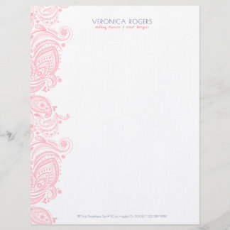 Pastellrosa und Vintage Paisley Briefbogen
