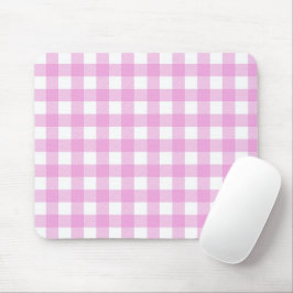 Pastellrosa und Weiß Kariert Mousepad