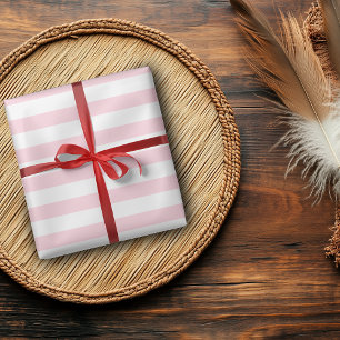 Pastellrosa und weiße breite horizontale Streifen Geschenkpapier