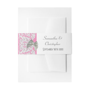 Pastellrosa und weiße Spitze Traditionelle Hochzei Einladungsbanderole
