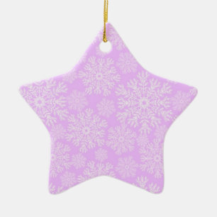 Pastellrosa und weiße Weihnachtsschneeflocken Must Keramik Ornament