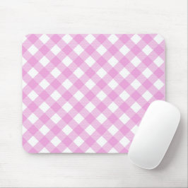 Pastellrosa und Weißglut Kariert Mousepad