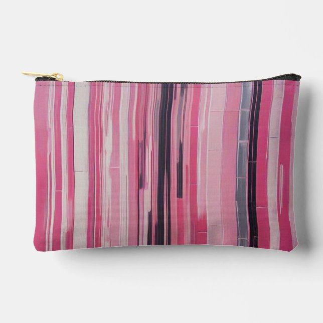 Pastellrosa Vertikales Design Zubehörtasche (Vorderseite)