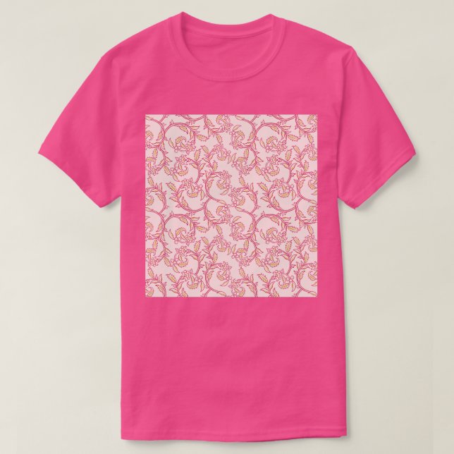 Pastellrosa Viktorianisches Muster T-Shirt (Design vorne)