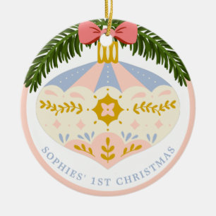 Pastellrosa Vintag   1. Weihnachtsdekoration des F Keramik Ornament