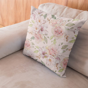Pastellrosa Vintage-Rosen-Muster Kissen