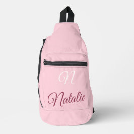 Pastellrosa Vollfarbe mit Monogramm Crossbody Bag