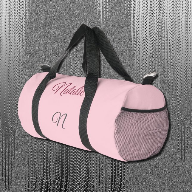 Pastellrosa Vollfarbe mit Monogramm Duffle Bag (Von Creator hochgeladen)