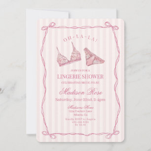 Pastellrosa Wäsche Dusche Braut Spitze  Einladung