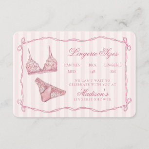 Pastellrosa Wäschegrößen Dusche Bow Begleitkarte