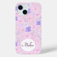 Pastellrosa Wasserfarben-Blumen-Schmetterlinge Mon